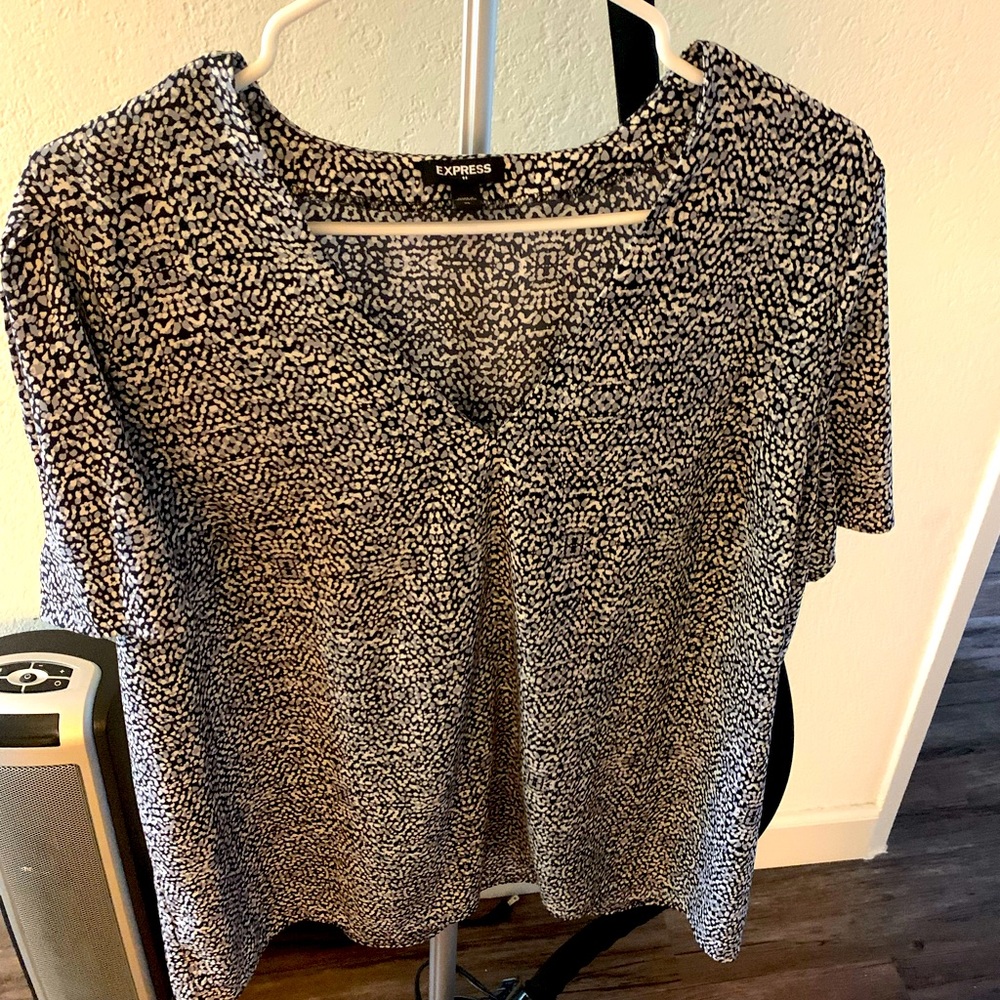 Express Black and White polka dot blouse